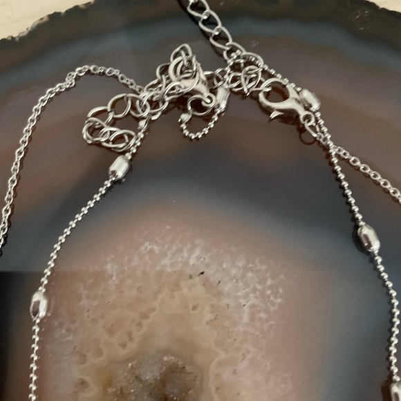 Silver tiny heart choker ball chain choker 2 pieces layering necklace - Picture 5 of 7